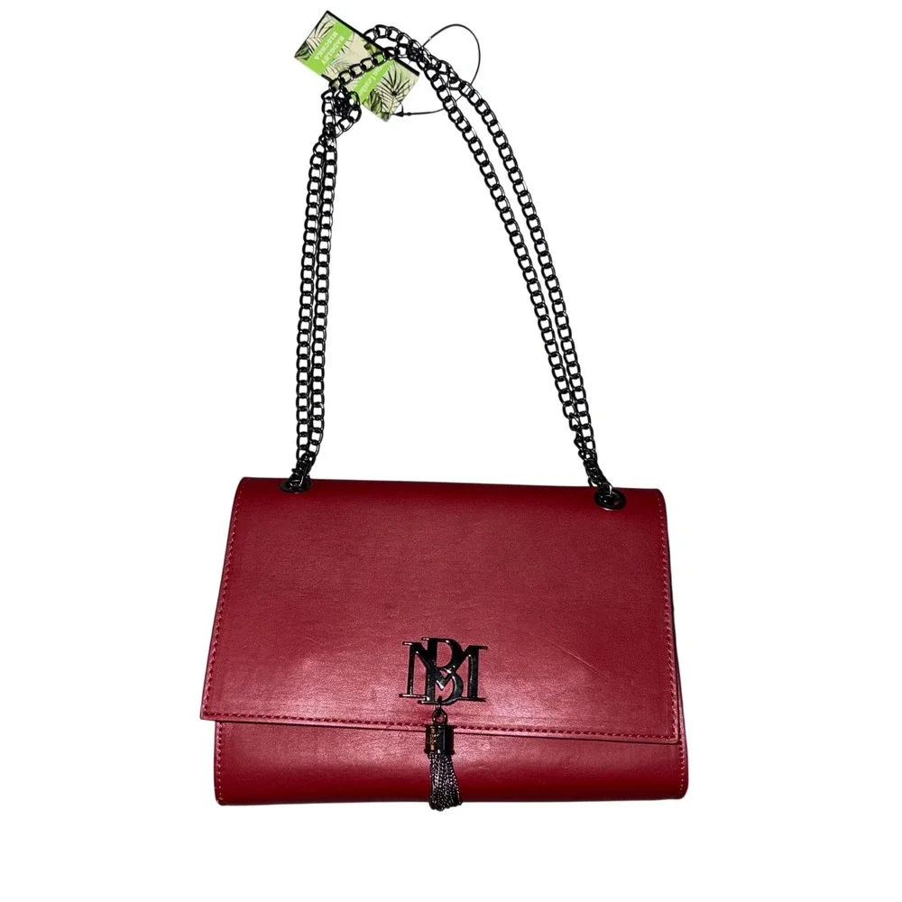 Badgley Mischka Bundle - Wine Red Purse and Croco Embossed Vegan Leather Wallet